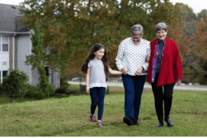Grandparents working with child
