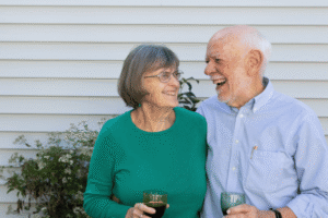 couple looking at each other and smiling