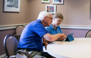 Seniors using tablet