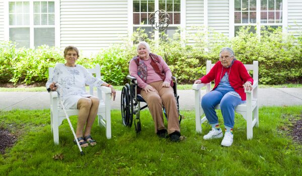 residents sitting outside.