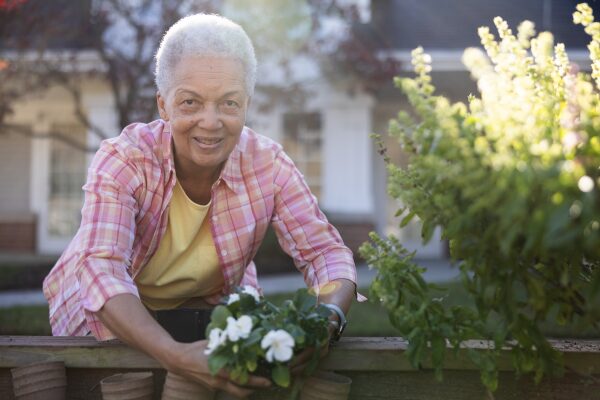 resident planting flowers